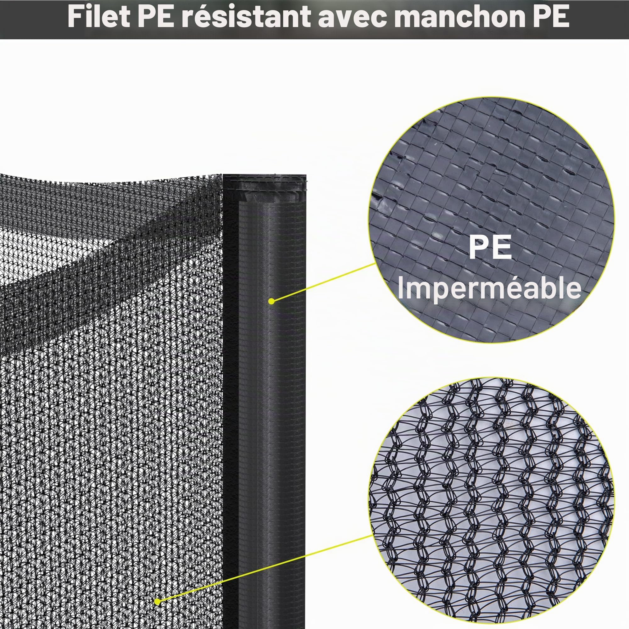 NONMON Filet de Trampoline Ø 244 305 366 397 423 cm, Filet Remplacement de Sécurité pour Trampolines 6 8 Barres, Filet de Protection Résistant aux UV avec Fermeture Éclair - Noir Bleu Vert Rose