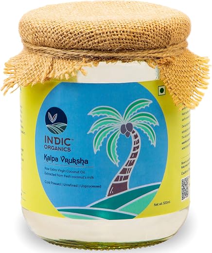 Indic Organics Raw Extra Virgin Coconut Oil Extracted From Kerala Coconut'S Fresh Milk | Cold Centrifuge Process, Unrefine...