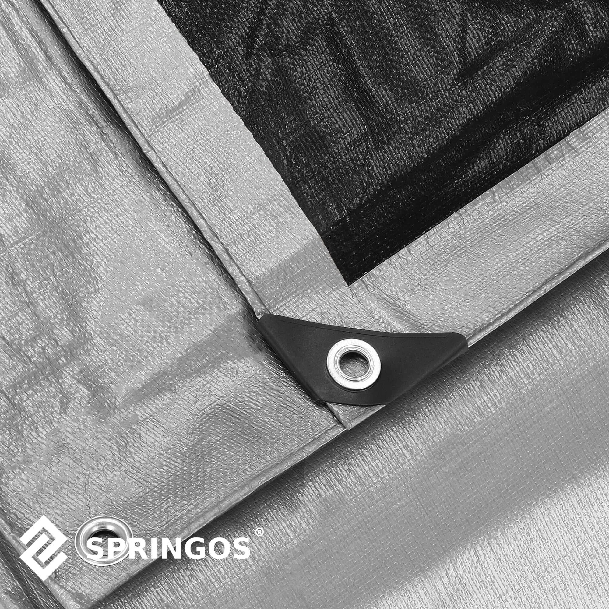 SPRINGOS Lona de protección, 6 x 8 m, Esquinas reforzadas, Ojales de Polietileno, 270 g/m2, Lona de protección, Lona de Camping, Impermeable, Doble Cara