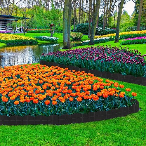 Miniatura 8 de Vashly Borde de paisaje de 40 pies sin excavación, borde de jardín de 5.9 pulgadas con 40 estacas, 40 bordes de plástico flexibles para jardinería,