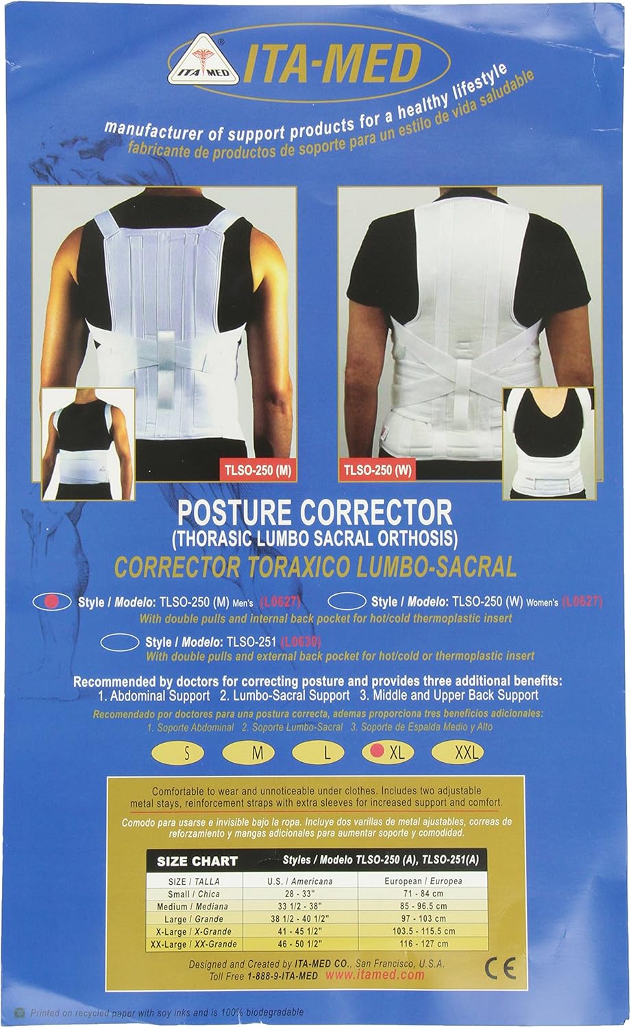 Ita-med Complete Posture Corrector Back Support Brace for Men