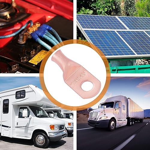 Miniatura 230 de SELTERM - 2 terminales de anillo resistentes para cable de batería, calibre 4 AWG, pernos de 3/8 pulgadas, terminales de calibre 4, ojales de cobre