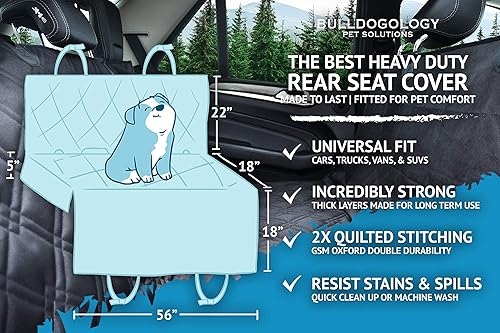 Vista 16 de Bulldogology - Cubierta de asiento para perros, revestimiento de primera calidad, resistente durabilidad, impermeable, respaldo antideslizante, Negro