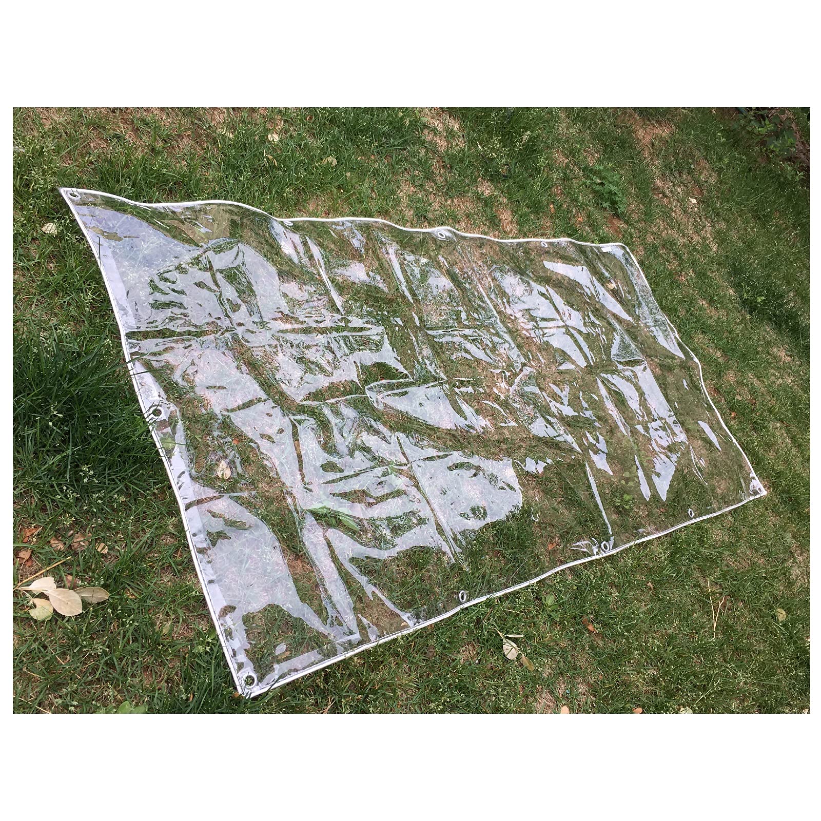 LIJINBO Zewnętrzna plandeka PE wodoodporna, ochrona przed słońcem, namiot, przezroczysta, przeciwdeszczowa pergola, zasłona do ogrodu, patio, tarasu, z oczkami, 48 rozmiarów
