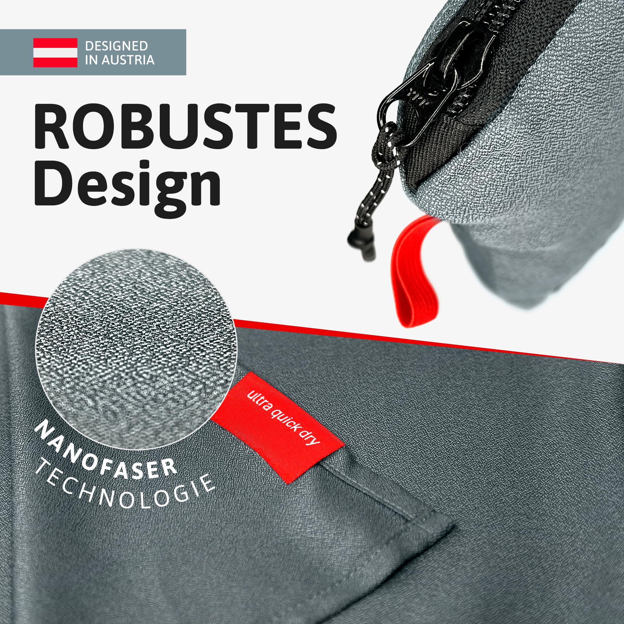 AUTDOOR® Nanofaser Reisehandtuch 160×80 cm – Ultraleicht & extra kompakt – extrem saugstark, schnelltrocknend & Oeko-Tex – Premium Handtuch für Reisen, Strand & Sport