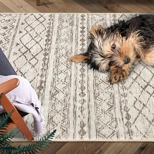 Miniatura 7 de KUTA Alfombra marroquí grande para sala de estar, de 5 x 7 pies, lavable, bohemio, antideslizante, ultra suave, geométrica, tradicional, para sala