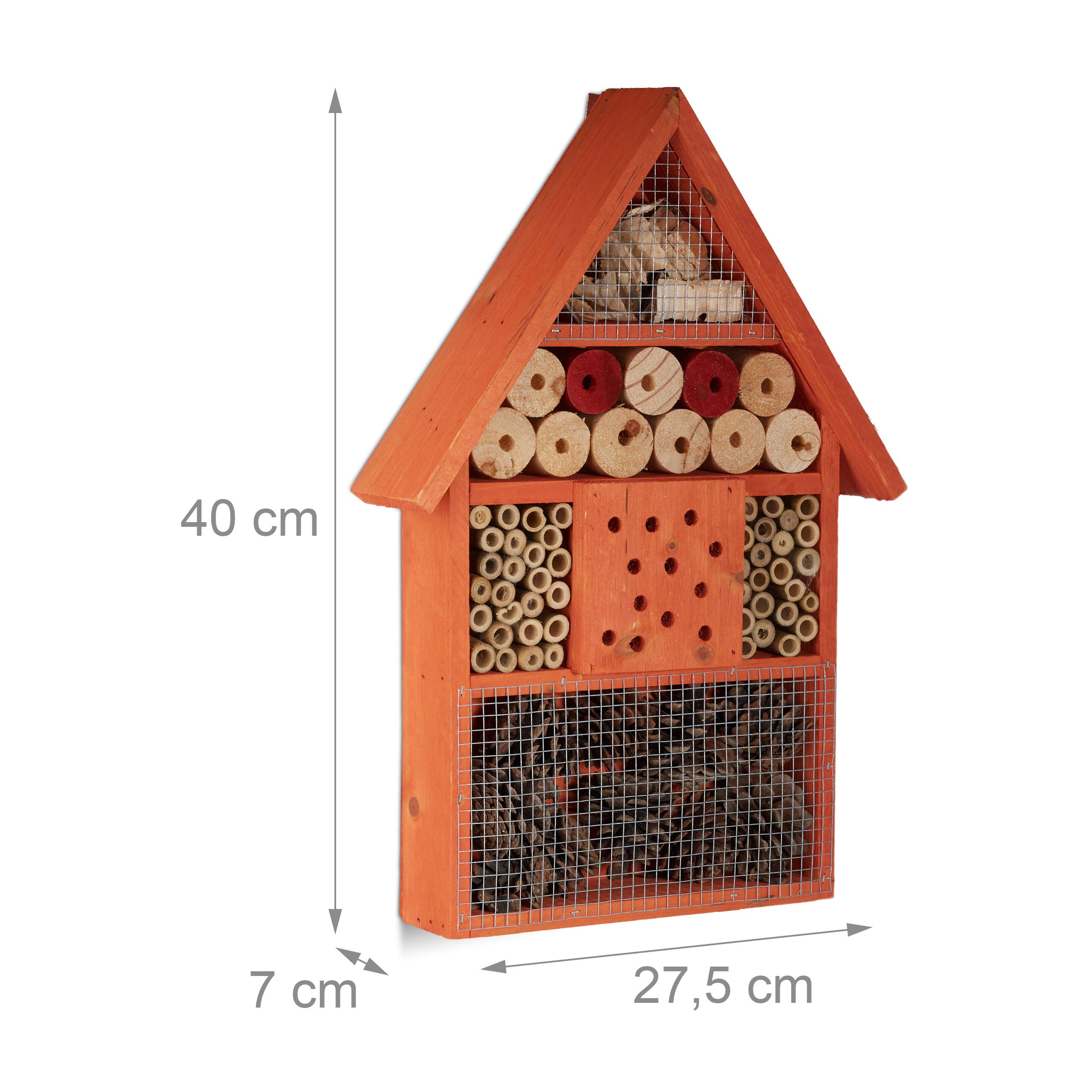Hôtel à Insectes En Bois à Suspendre - 47x31x7 Cm, Compartiments Pour Abeilles, Coccinelles, Papillons