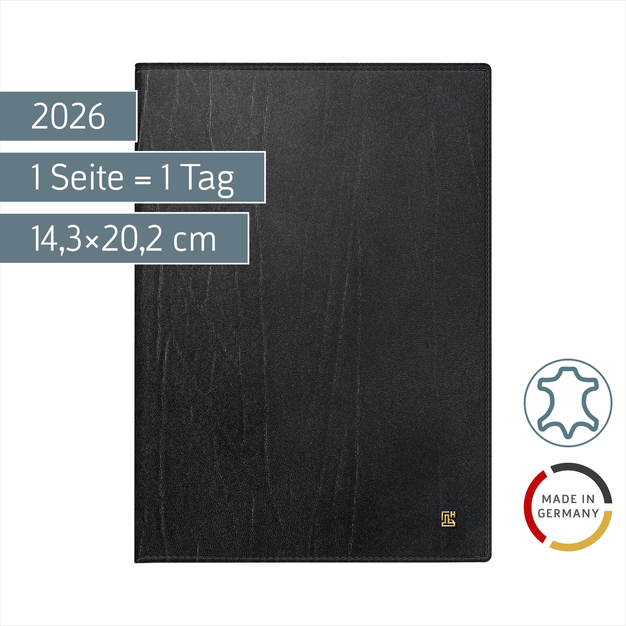 BRUNNEN Calendario a libro mod. 765 2026 | A5, pelle, nero