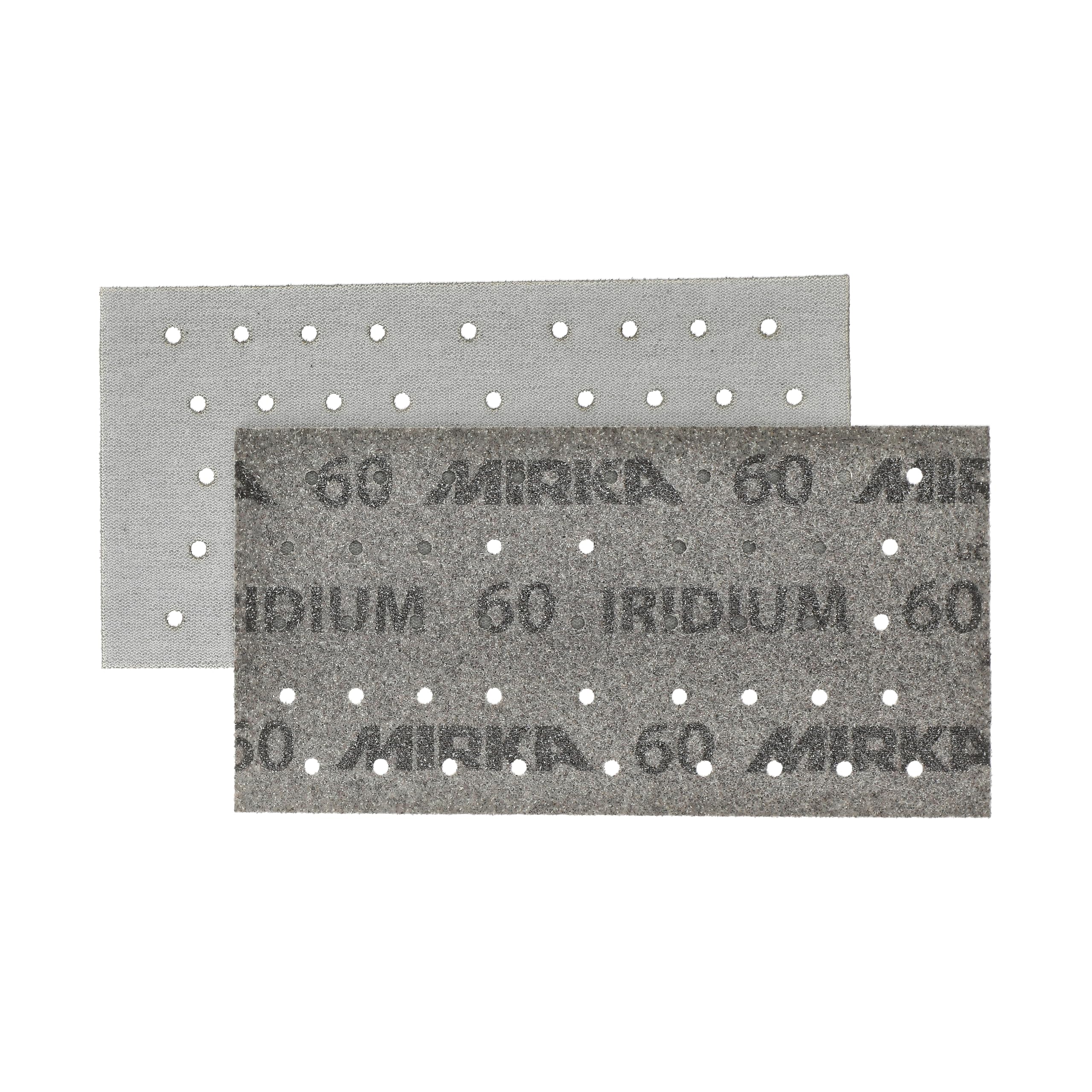 Mirka papel de lija Iridium 93x180mm cierre adhesivo 45 agujeros grano 60 | Papel de lija premium para lacas masillas imprimación madera acero plásticos granulado 60 cierre adhesivo 50 piezas