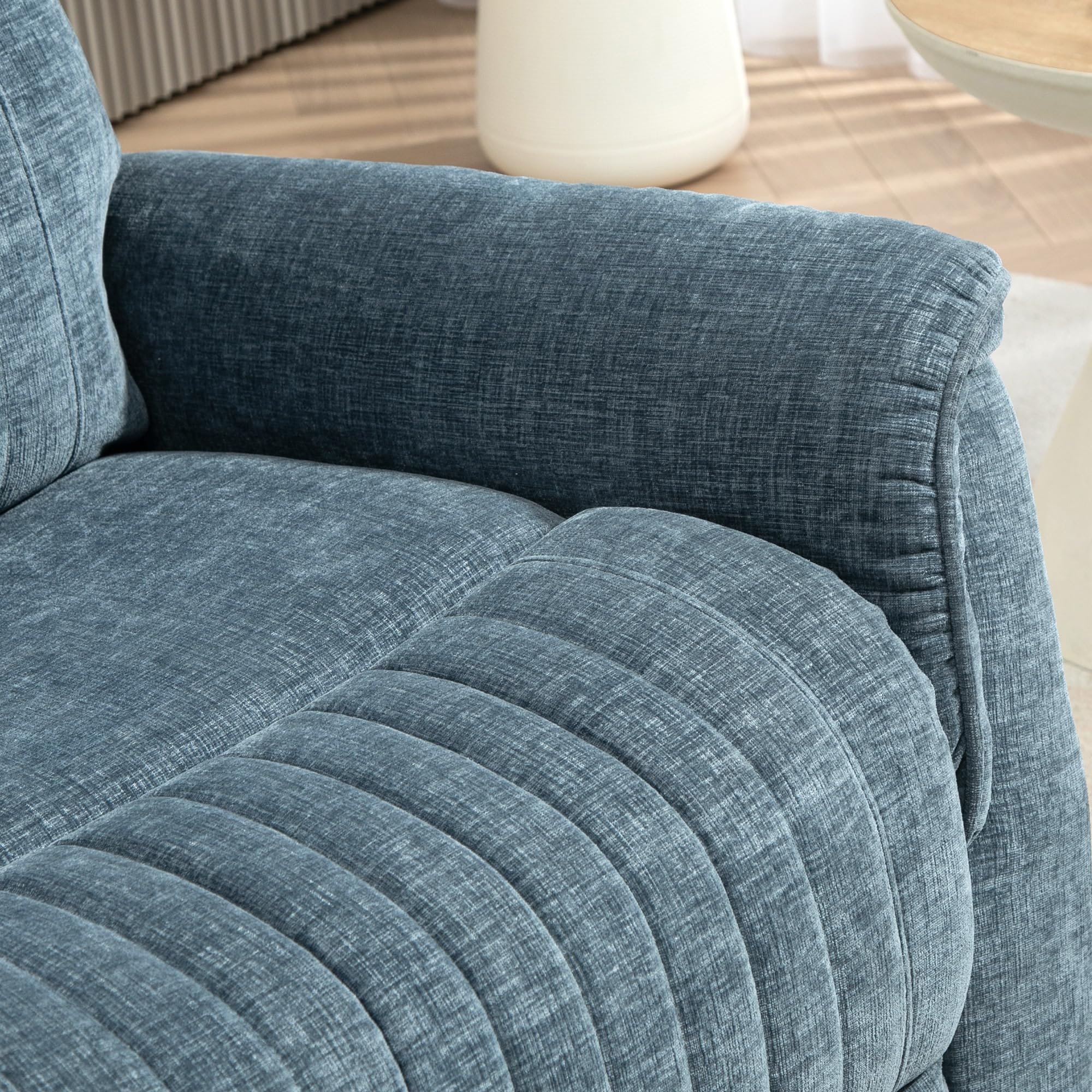 HOMCOM Fauteuil Inclinable Salon - Fauteuil de Relaxation avec Repose-Pieds rétractable, Dossier réglable Manuel, Fonction à Bascule et pivotant, pour Chambre Bureau Home cinéma, Bleu