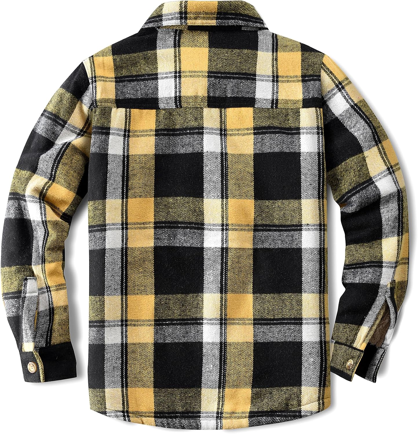Men's Cotton Sherpa Lined Button Down Flannel Shirt Jacket Plaid Soft Outdoor Flannel Jacket Shirt - Image 4