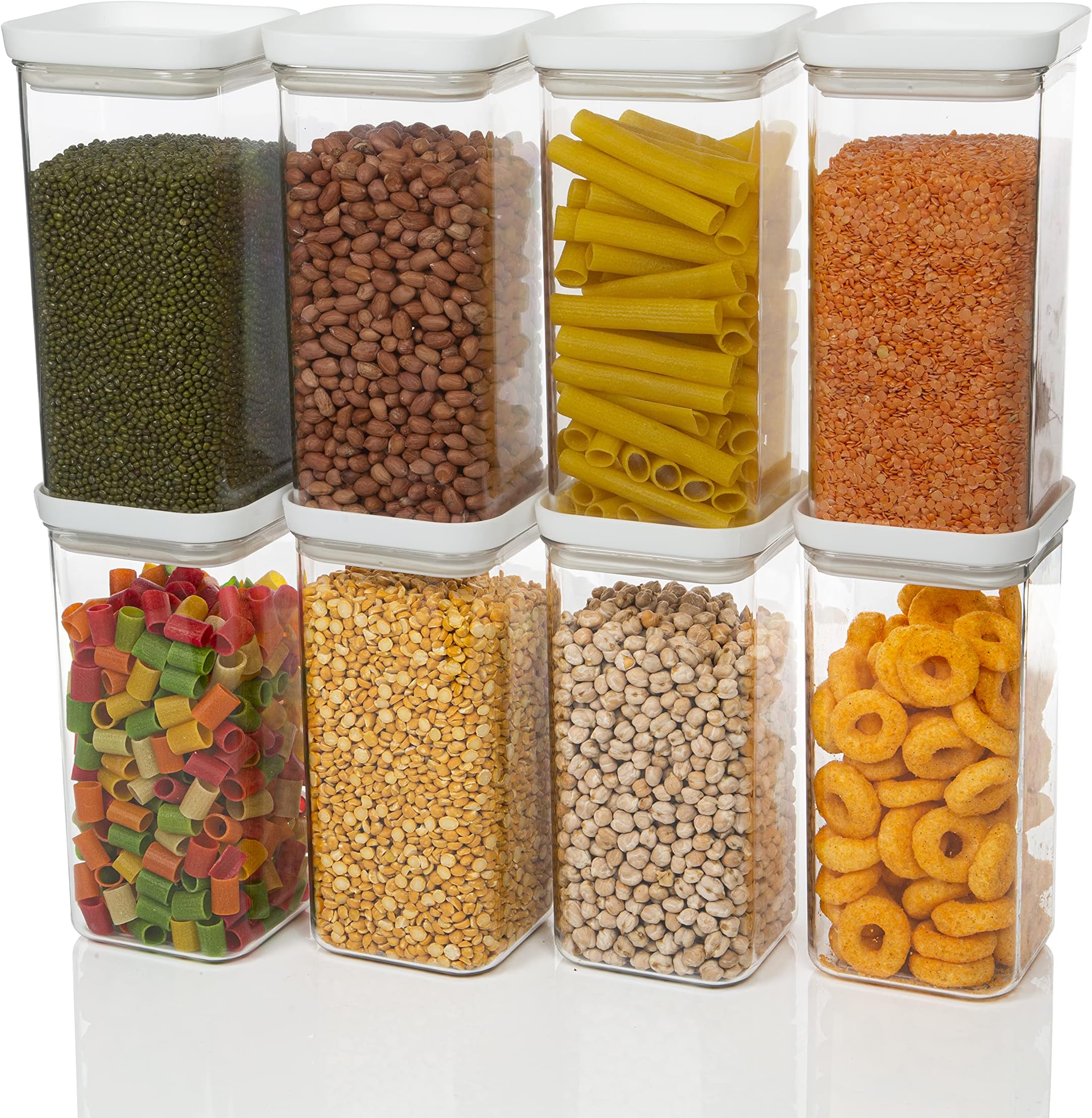 Khushboo Enterprise Airtight Plastic Square Container Set for Kitchen Storage – 1500 ml Push Up Containers | Unbreakable & Air-Tight Design | Container & Containers (Pack of 12, White)