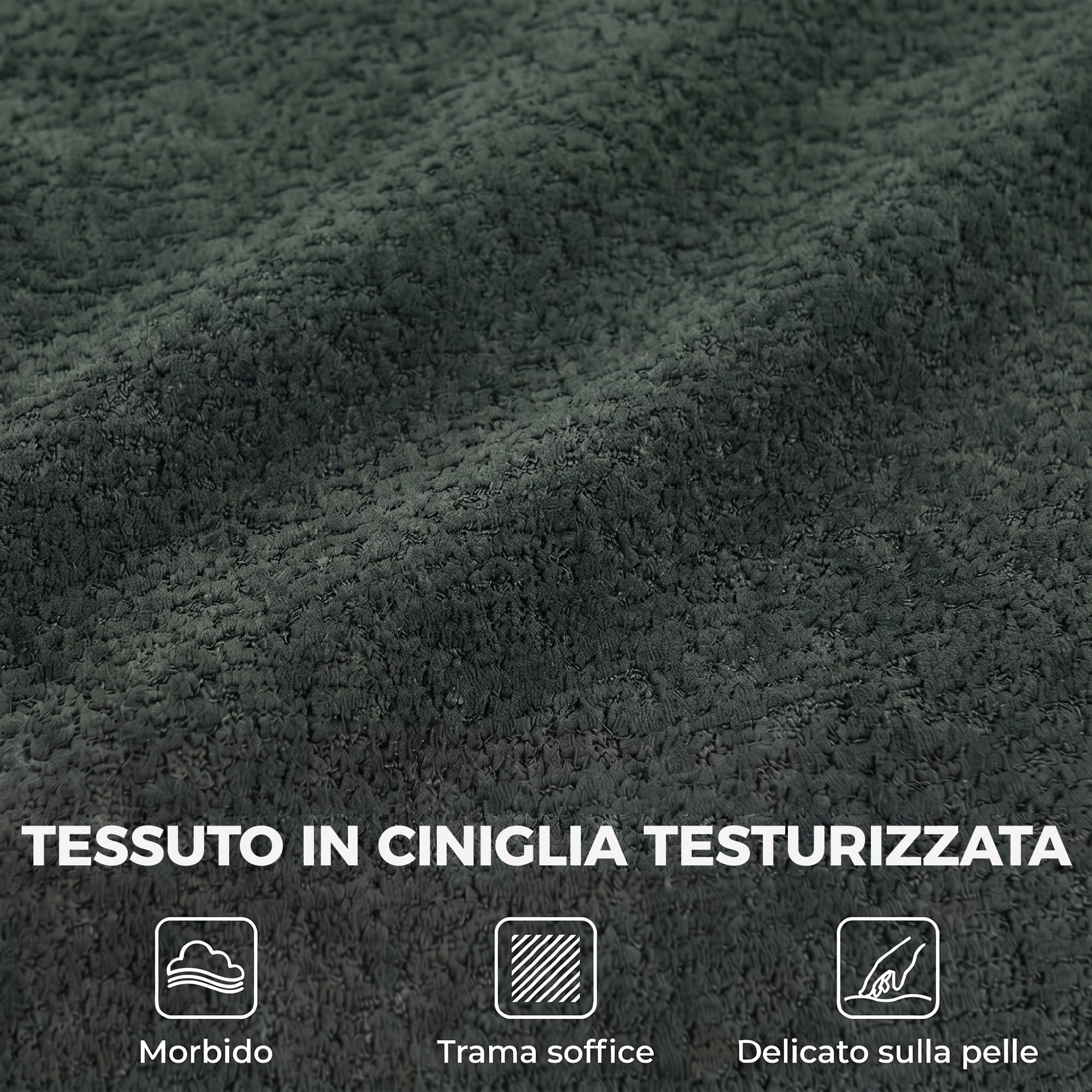 HOMCOM Divano 3 Posti Senza Struttura Seduta Ampia 225x93x68 cm Verde | Imbottitura Spessa, Divano Compresso Moderno in Ciniglia, per Salotto e Soggiorno, Verde Scuro
