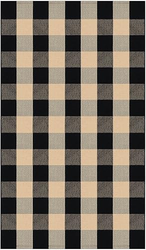 Miniatura 48 de IOHOUZE - Tapete a cuadros estilo búfalo de 5 x 8 pies para interiores y exteriores, lavable, para sala, tapete de bienvenida primavera-verano