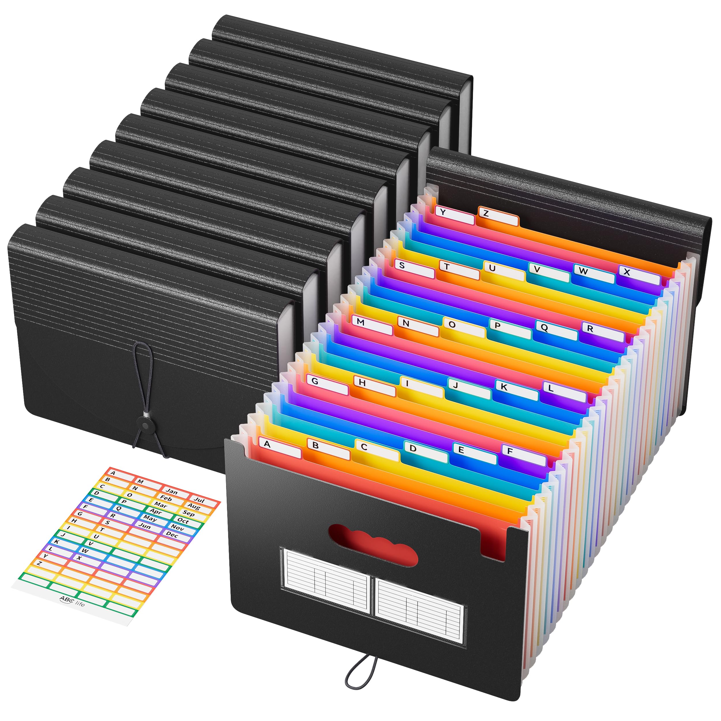 ABC life 10 Pack, 26 Pockets Accordion File Organizer, Black