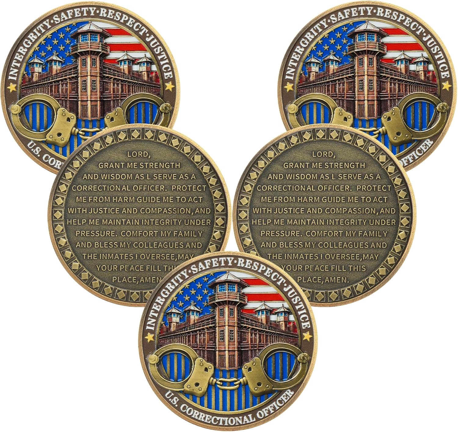 5PCS Colorful Thin Silver Line Challenge Coin - Correctional Officer Prison Police Thin Gray Line Medallions - Thank You Law Enforcement Corrections Officer Gifts - Honor US Correctional Officers