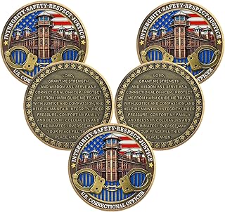 5PCS Colorful Thin Silver Line Challenge Coin - Correctional Officer Prison Police Thin Gray Line Medallions - Thank You Law Enforcement Corrections Officer Gifts - Honor US Correctional Officers