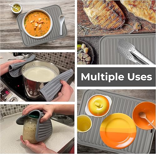 Miniatura 3 de Silicone Trivets for Hot Dishes, Pots, Pans (2 Pack) - Heat-Resistant Pot Holders for Kitchen Countertop Mats - Silicone Trivet Mat (9 x 12 Inch)