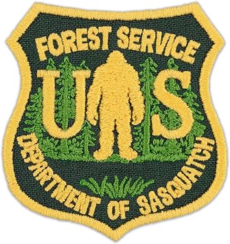 EMBROVERSE Department of Sasquatch Patch - Forest Service Bigfoot Embroidered Iron On - US Park Ranger Style Cryptid Patch for Hats Jackets Bags - Size 2.2 x 2.4 inches