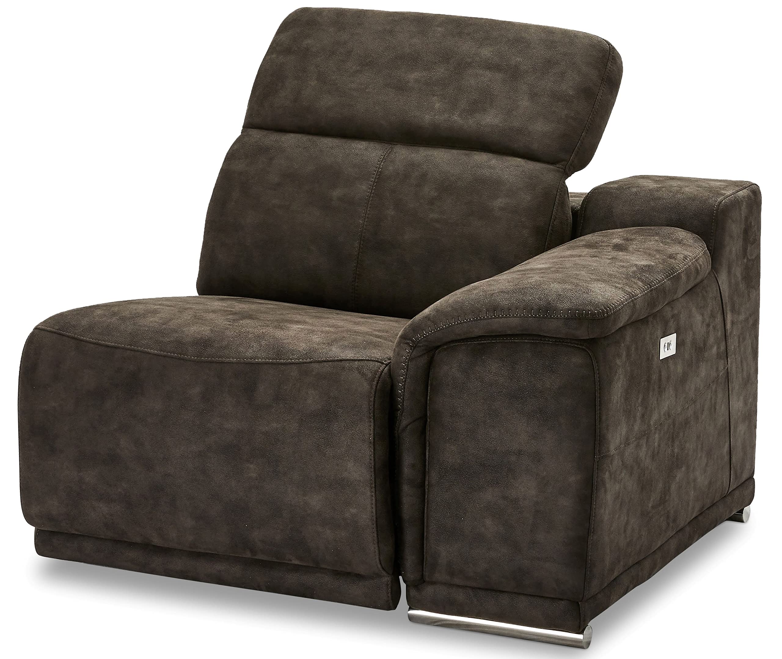 Ibbe Design Modul Sofa Braun Stoff 1 Sitzer mit Armlehne Rechts Elektrisch Verstellbar Relaxfunktion mit mit verstellbare Kopfstütze Alexa, 105x102x73 cm