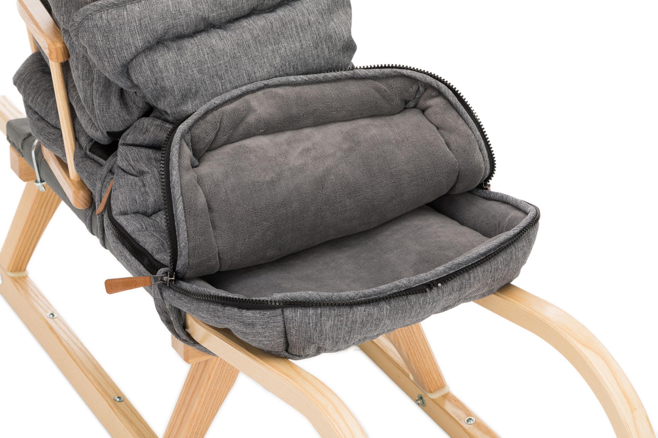 Fillikid Schlittensack Exklusiv | Warmer Fußsack für Holzschlitten mit Lehne | Winddicht & wasserabweisend | Kuscheliger Kragen in Felloptik | 100% Polyester | 70 x 60 cm | Perfekt für Winterausflüge