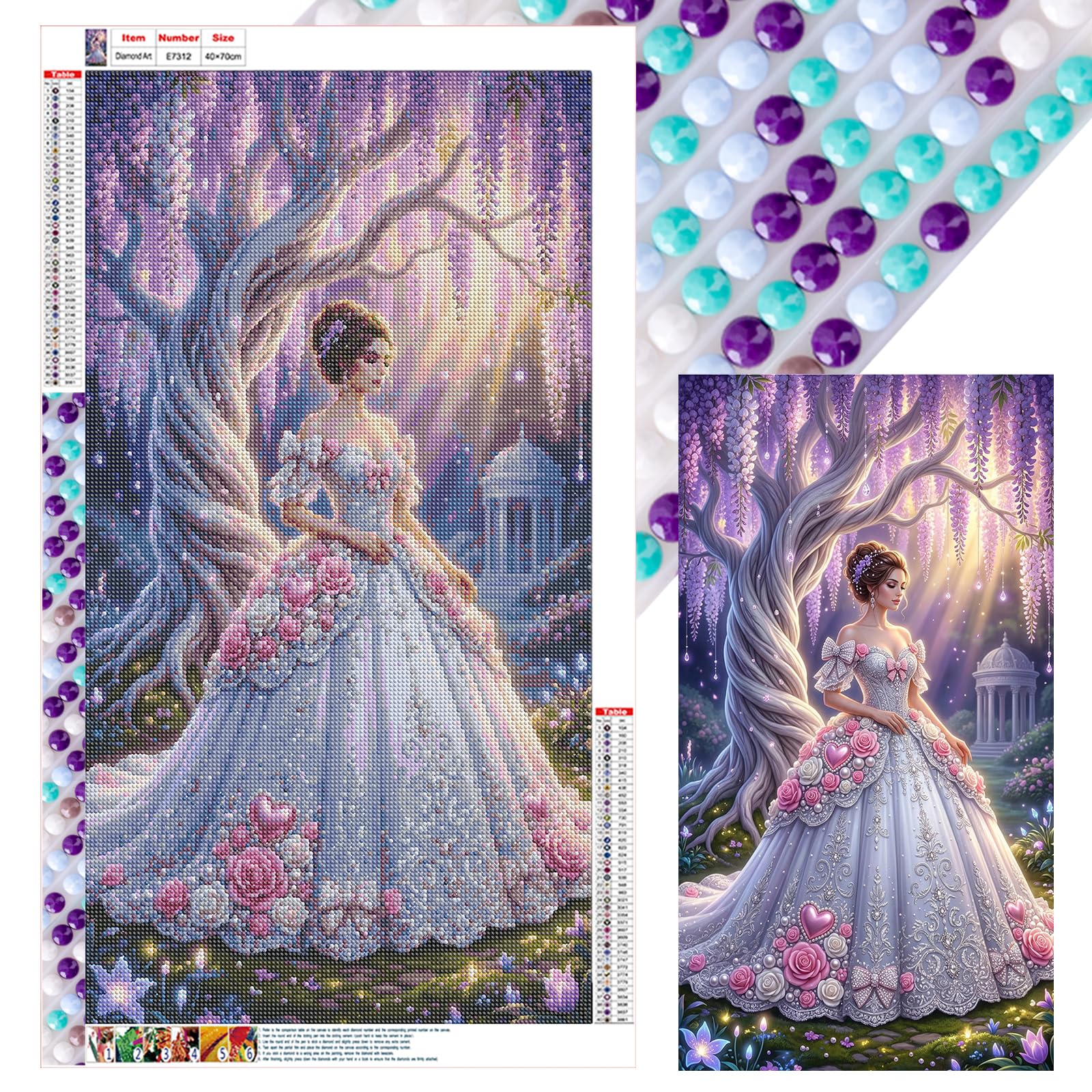 Poetrydraw Girls Full Diy 5D Round Drill Diamond Art Painting Kit For Adults/Beginners Gift Idea Home Decor Diamond Art Paintings Picture Arts Craft Large Size 40X70cm ()