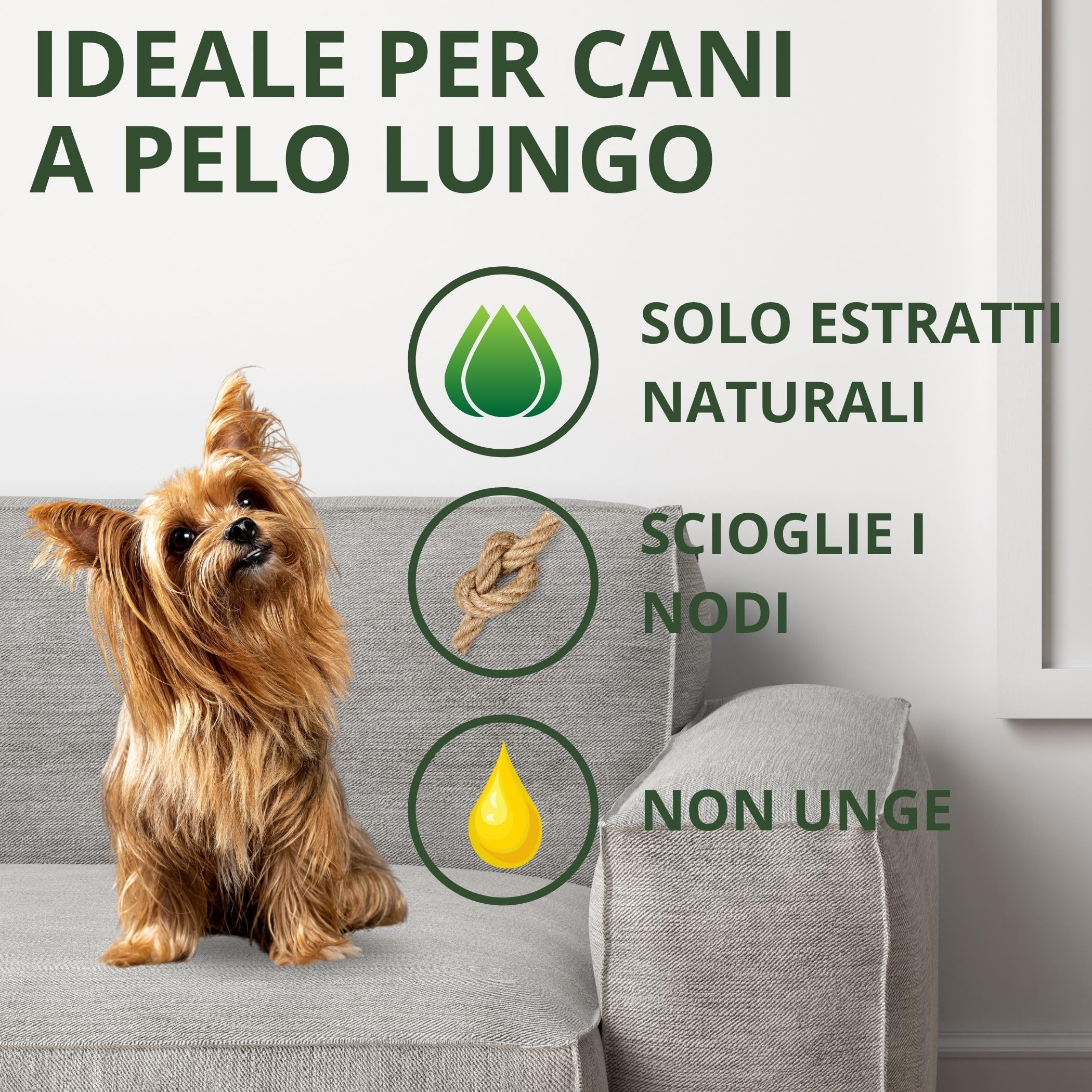 Kit Shampoo secco per cani senza risciacquo 300ml, Spray districante sciogli nodi pelo cane 300 ml e Spray pulisci zampe 300ml, formula naturale con olio di neem timo e argan - Made in Italy