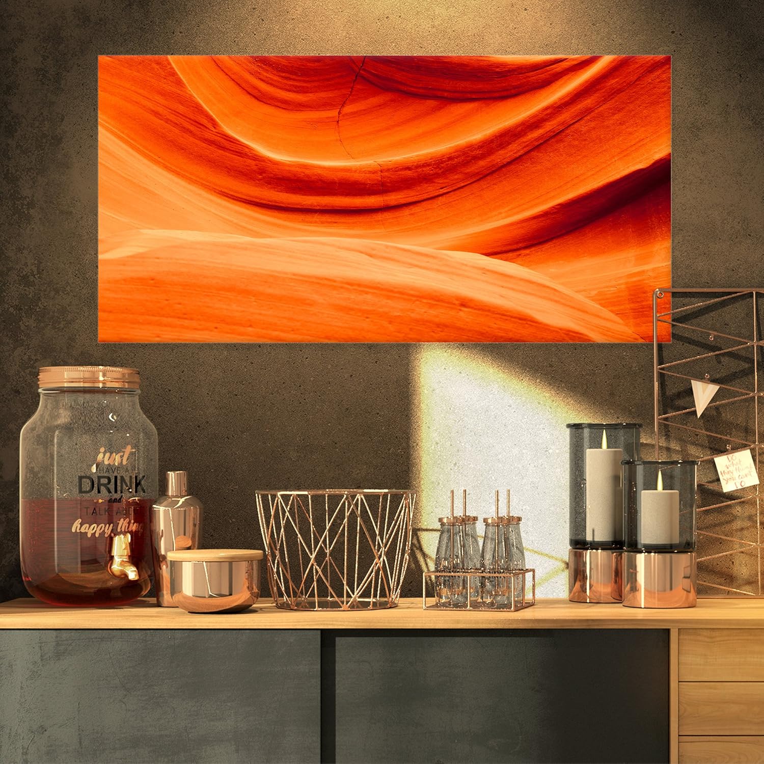 Designart PT8788-32-16 Antelope Canyon Orange Wall-Landscape Photo Canvas Print-32x16, 32 x 16 32 x 16 in 2 packs 