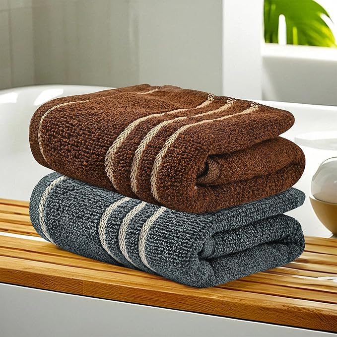 Kuber Industries Pack of 2 Soft Cotton Face Towels For Men & Women | Easily Washable | Pocket Towels & Workout Gym Napkins For Men - Dark Grey & Brown