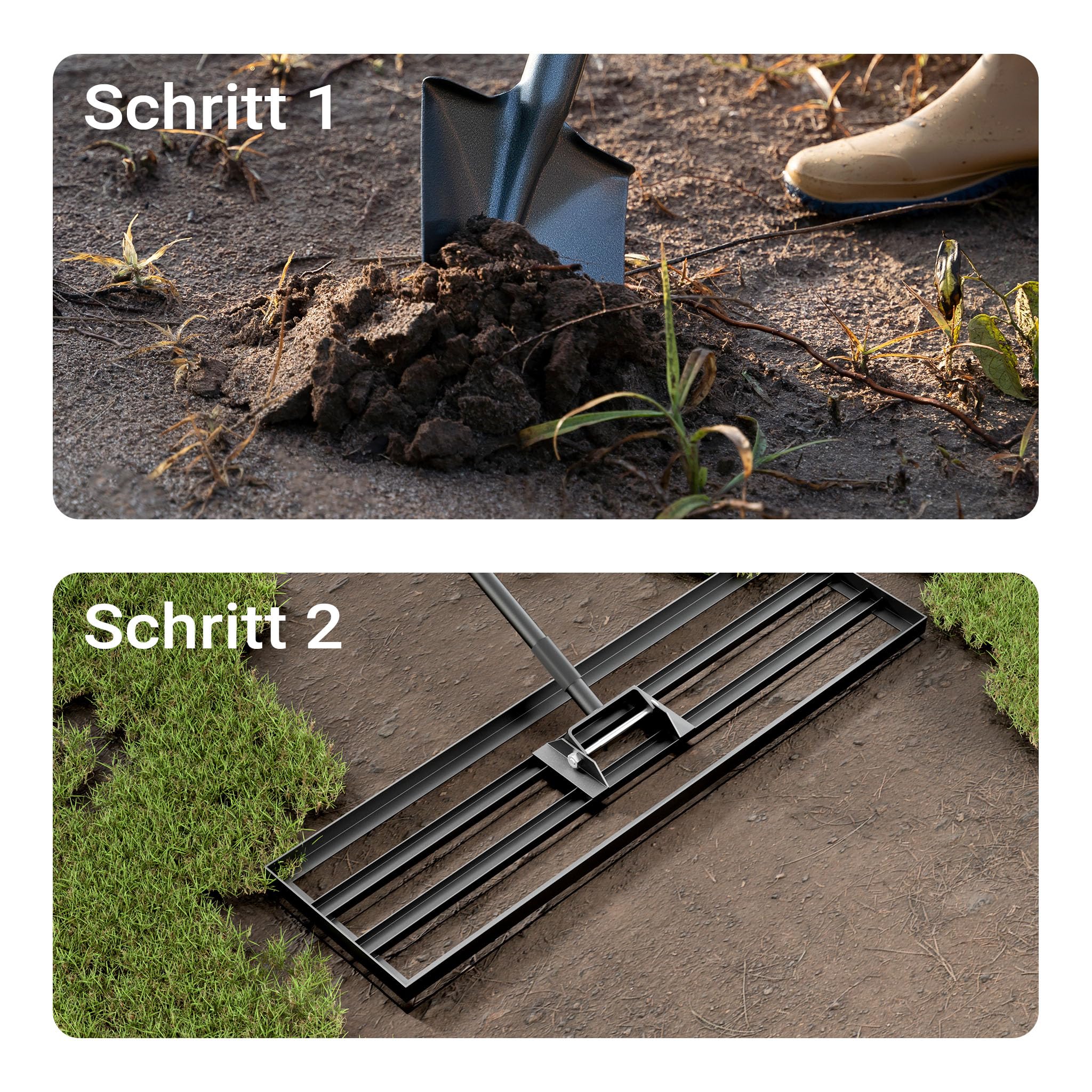 Wiltec Aluminium Rasenrakel 91,4 x 25,4 cm mit 2 m Stiel Gartengerät