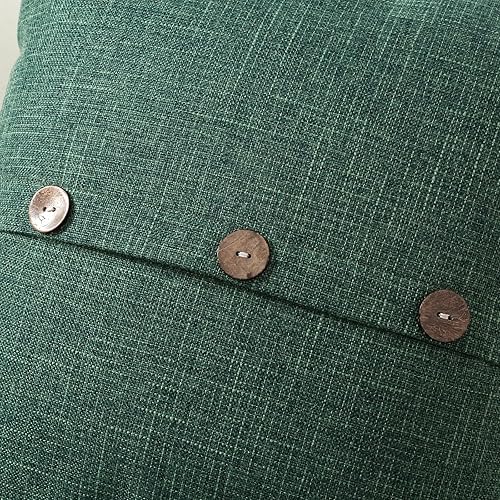 Miniatura 2 de FUTEI Juego de 2 fundas de almohada decorativas de lino verde esmeralda de 12 x 20 pulgadas, fundas de almohada lumbar rectangulares con
