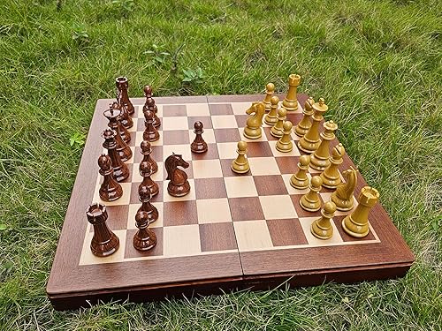 Miniatura 9 de Juego de ajedrez de madera de 18 pulgadas con piezas de ajedrez estándar de alto peso de polímero, juegos de tablero de ajedrez de madera grandes