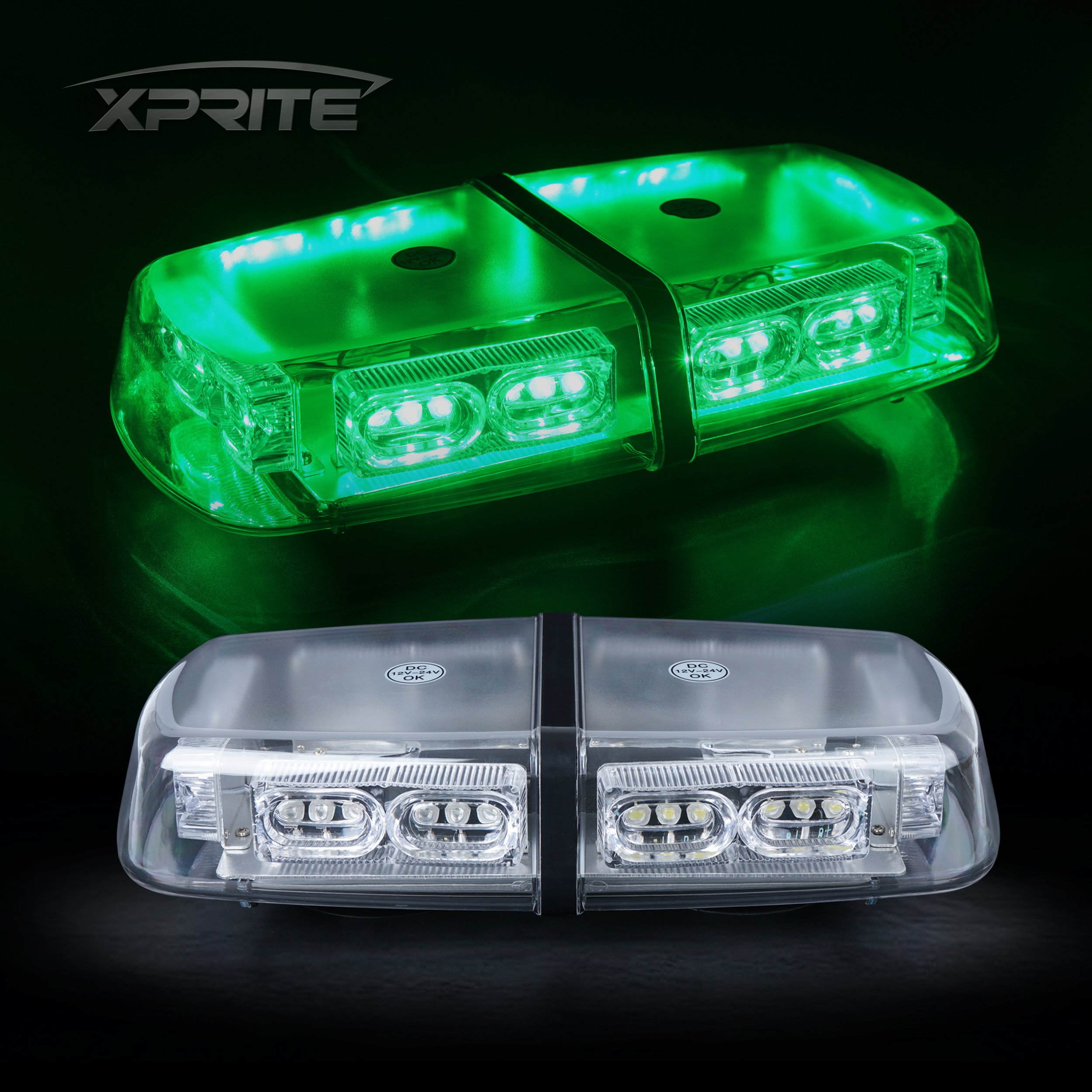 Xprite Gen 3 Green 36 LED 18 Watts Roof Top Hign Intensity Law Enforcement Emergency Hazard Warning LED Mini Bar Strobe Light with Magnetic Base