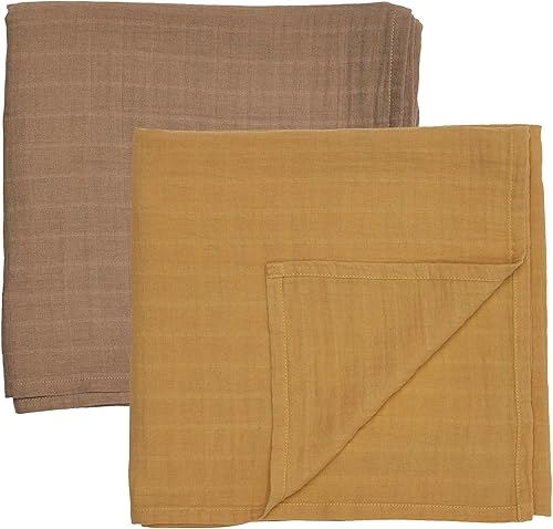 Manta para bebé, muselina de algodón orgánico, para recién nacidos, 47 x 47 pulgadas, paquete de 2 unidades (amarillo otoño/natural)
