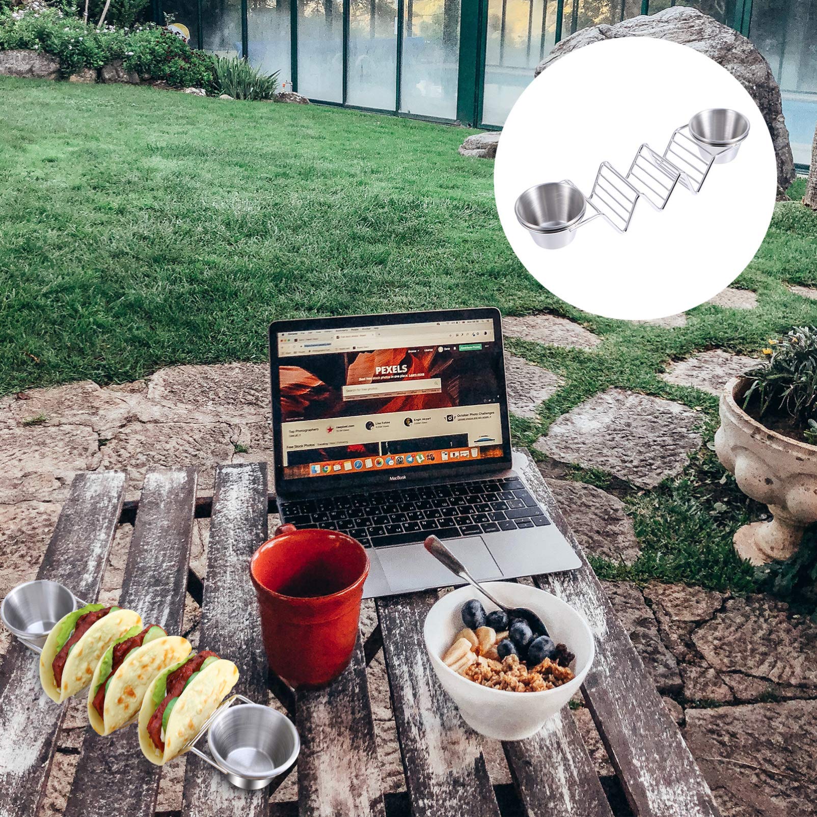 NAMOARLY 1pc Crepe Stand Mexican Corn Taco Tray Holder Mexican Pancake Stand Taco Rack Holder Taco Display Stand Tacos De Home Taco Rack Homemade Tortilla Taco Holder Stainless Steel Silver