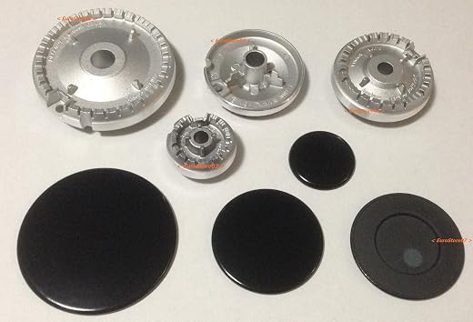 ARISTON INDESIT SPARTIFIAMMA + BRUCIATORI CUCINA GAS NERO LUCIDO 4 FUOCHI S...