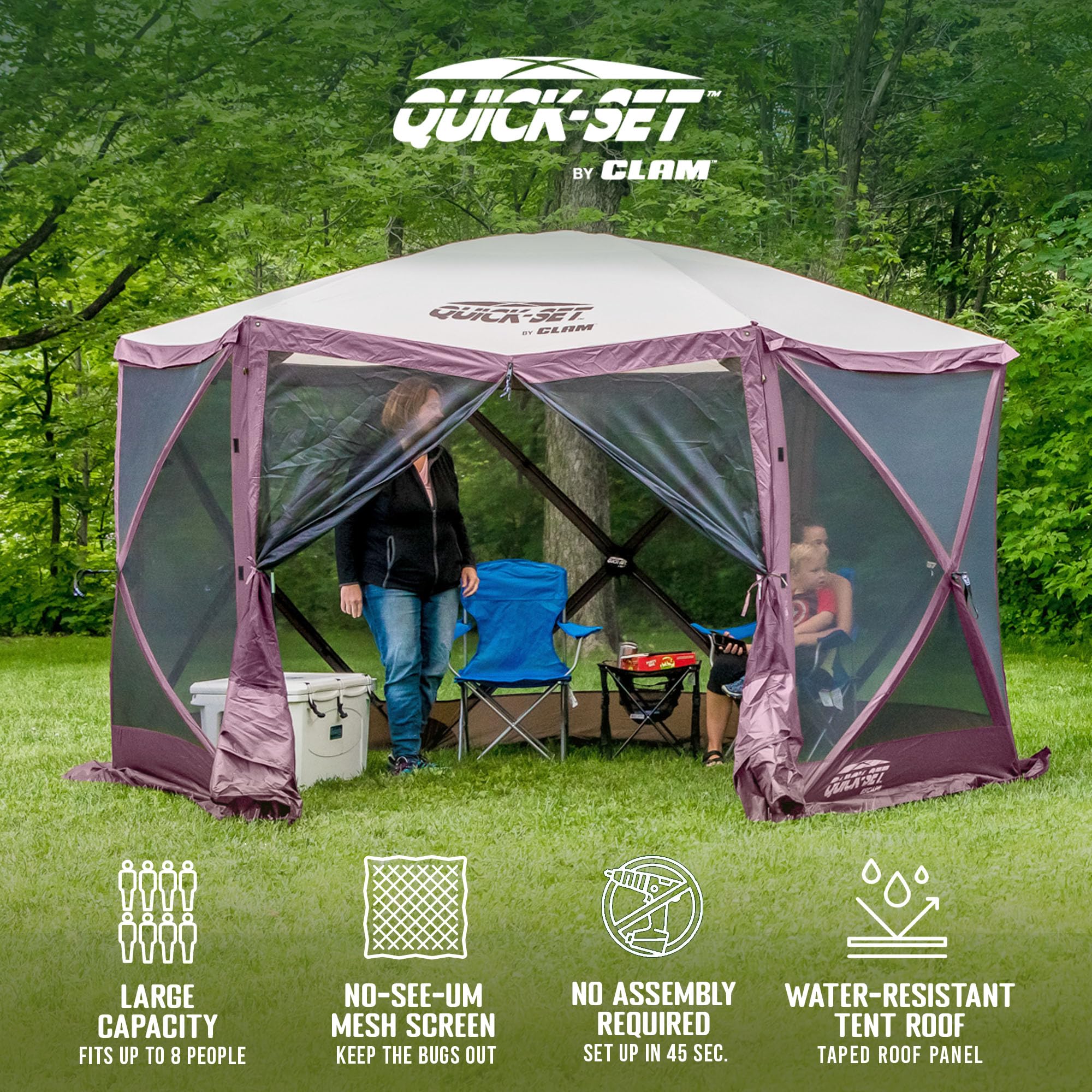 CLAM Quick-Set Escape Pop-Up Pavillon – 6-seitiger Outdoor-Unterstand Für Camping & Garten, 3,5 X 3,5 M