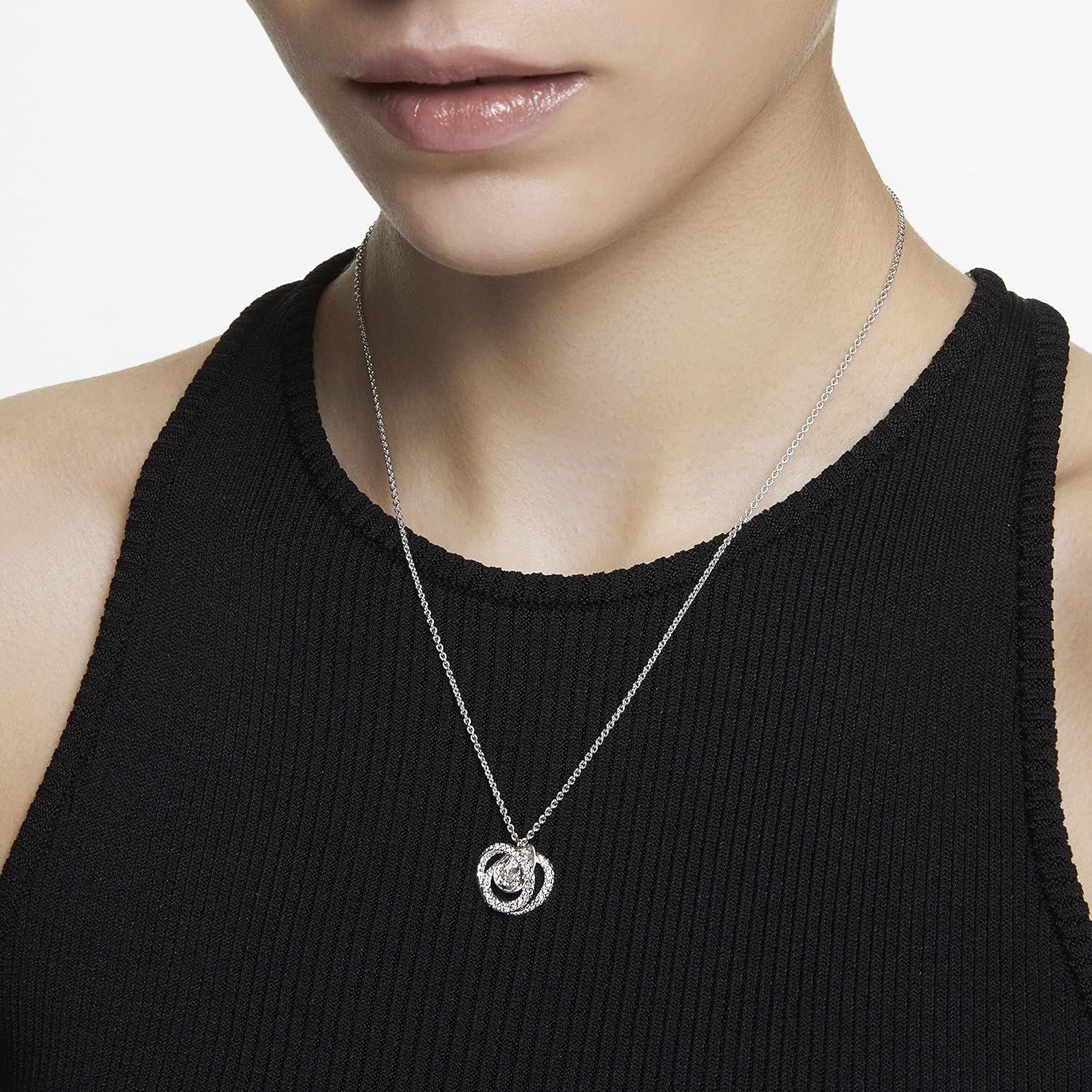 Swarovski Generation Necklace, Earrings, and Bracelet Crystal Jewelry Collection, Rhodium Tone & Gold Tone Finish - Image 4