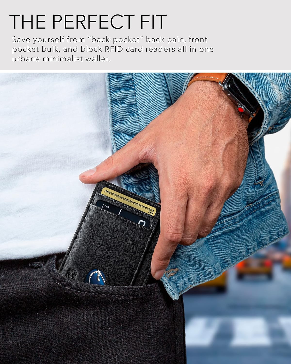 SERMAN BRANDS Front Pocket Wallet with Money Clip Magnetic. Bifold Minimalist RFID Leather Wallets for Men Slim Card Wallet - Image 2