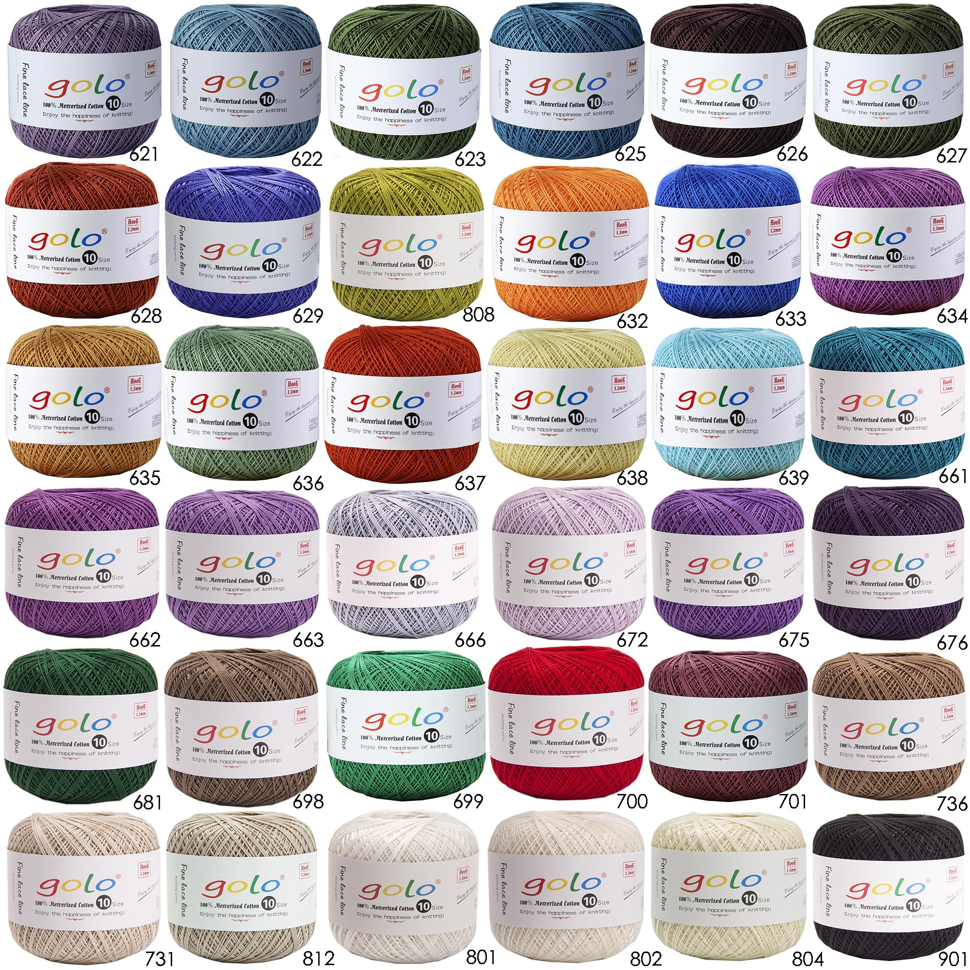 golo Crochet Thread Size 10 White Yarn for Hand Knitting White 801