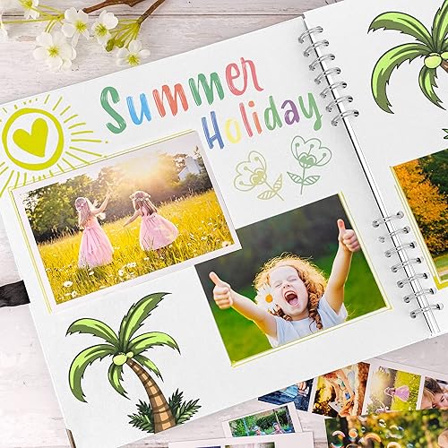 Miniatura 5 de Bstorify Álbumes de fotos cuadrados de 80 páginas (11.0 x 11.0in), papel grueso blanco, tapa dura, esquinas de metal, cierre de cinta, ideal para