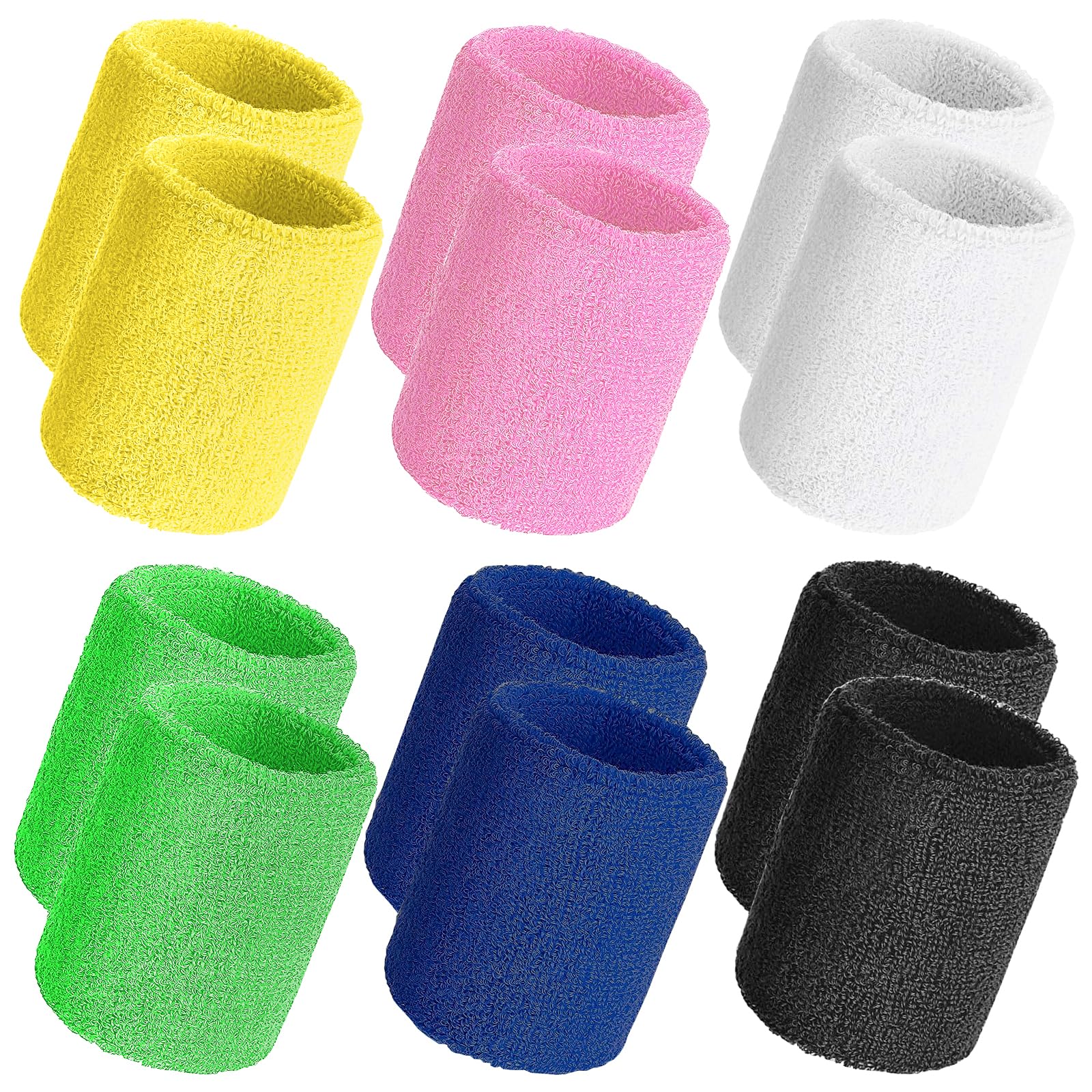 Zeuwets Lot De 12 Bracelets Sport Anti-Transpiration - Confortables Et Absorbants Pour Basketball, Running, Tennis - Homme Femme