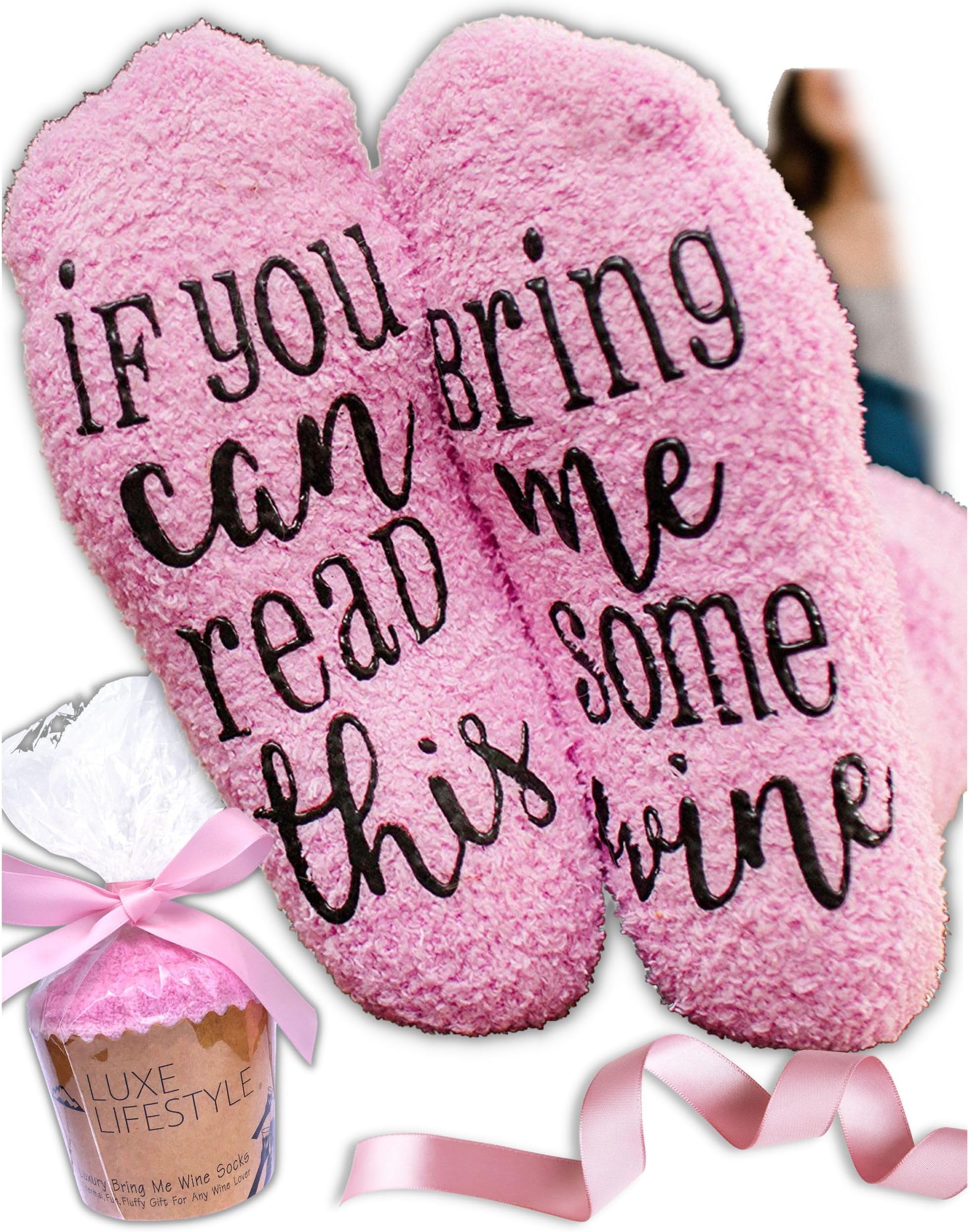 – Gifts for Her - Funny “If You Can Read This Bring Me Some Tea, Wine & More!” Cupcake Socks - Birthday Gifts for Women