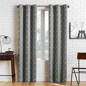 Sun Zero Kenwood Chevron Blackout Grommet Curtain Panel, Gray, 40"W x 84"L 1 Panel
