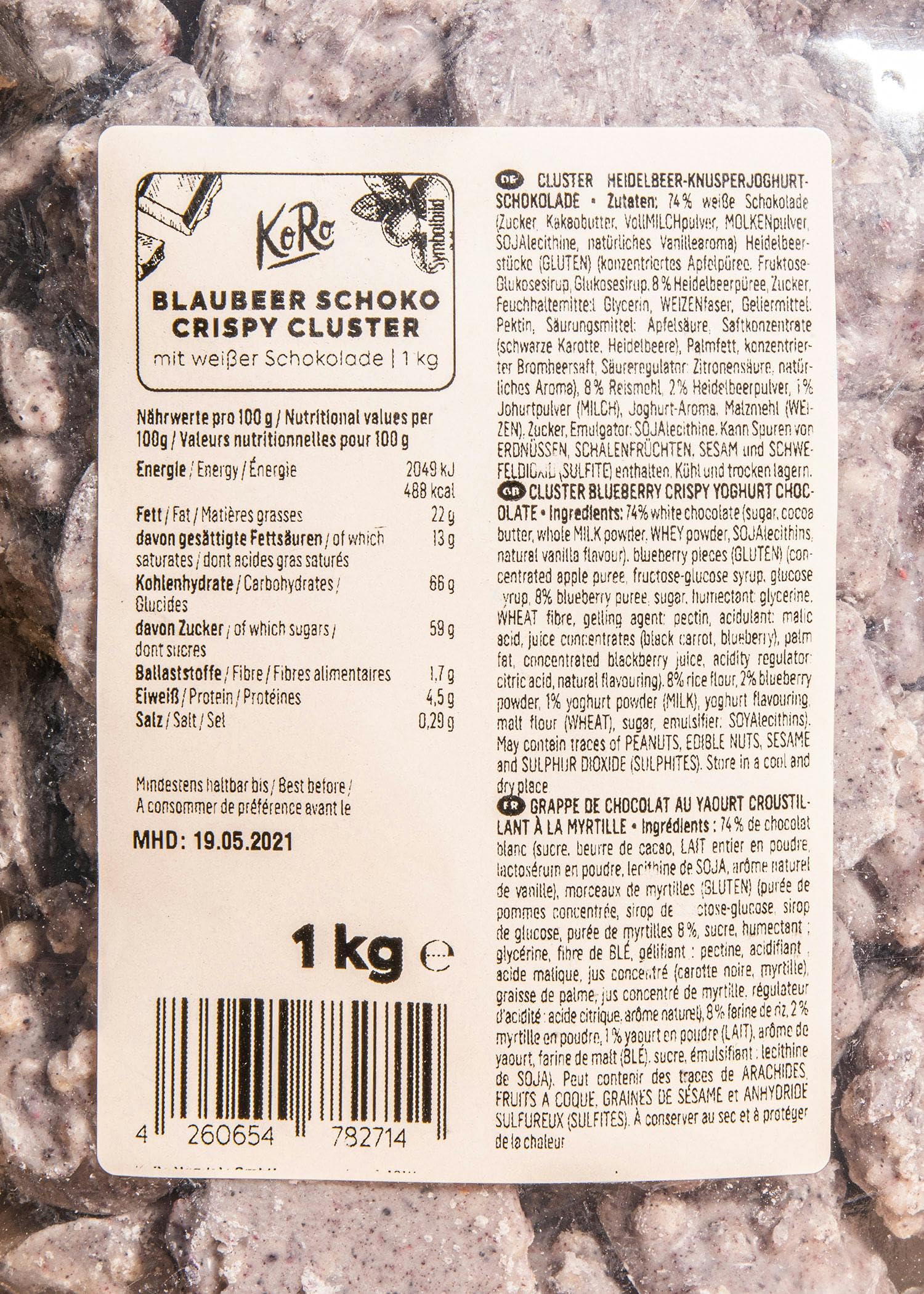 KoRo - Snack croccante al cioccolato e mirtilli 1 kg