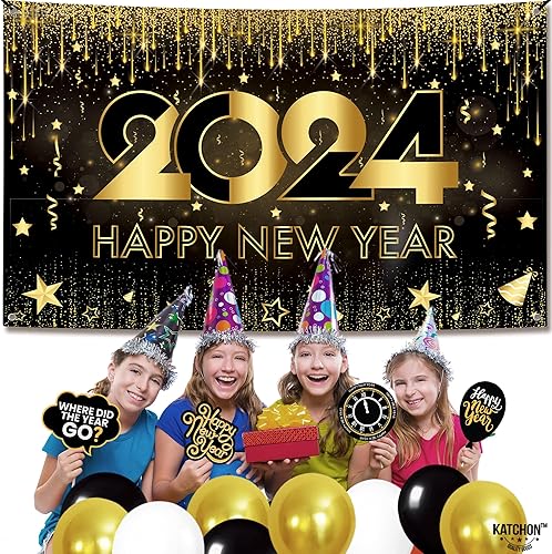 Miniatura 7 de KatchOn, Cartel XtraLarge de feliz año nuevo  72 x 44 pulgadas  Fondo de Año Nuevo para decoraciones de Año Nuevo 2024  Cartel de Nochevieja para