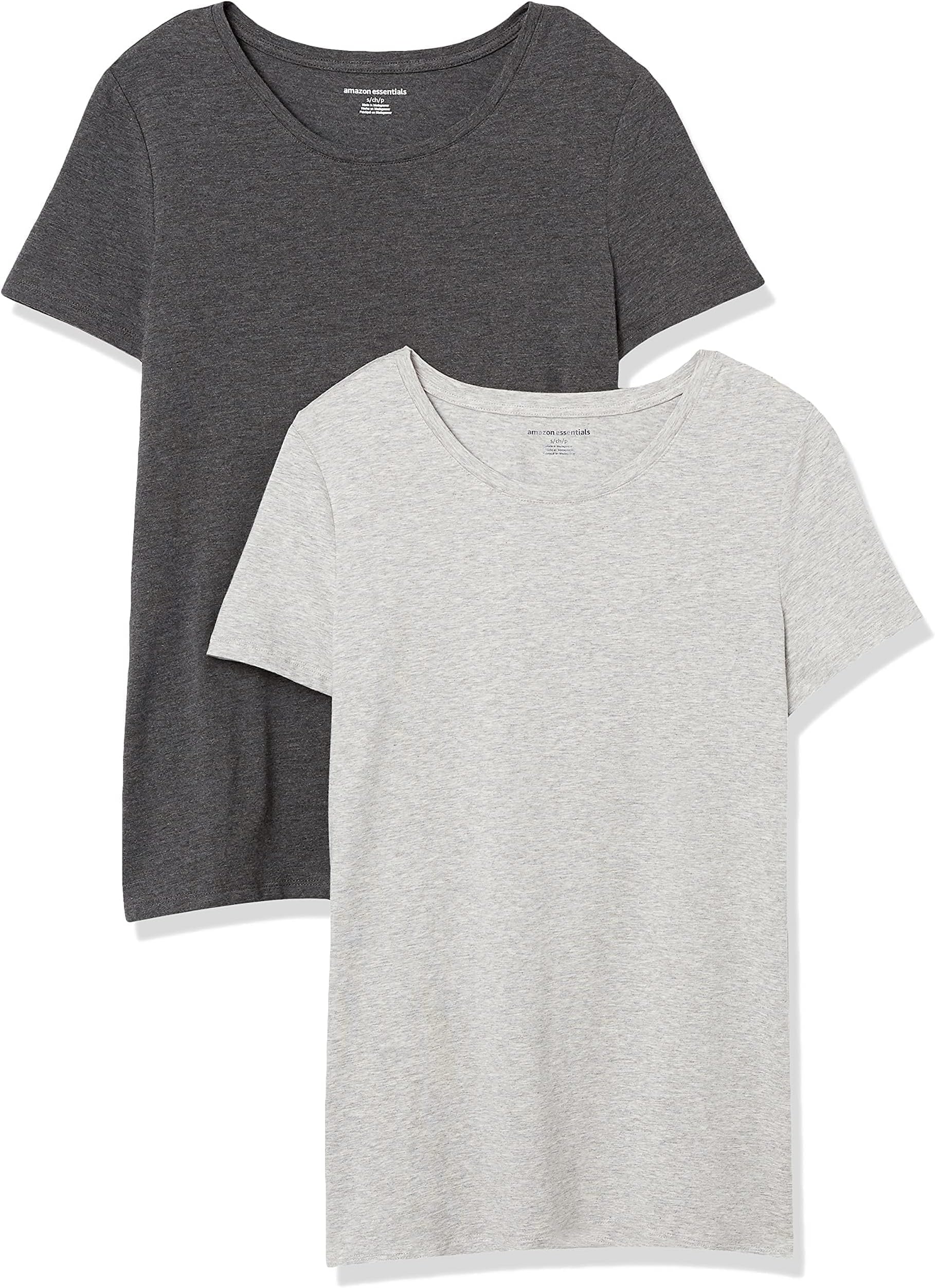 Women's Regular-Fit Short-Sleeve T-Shirt (Crewneck and V-Neck Options), Multipacks