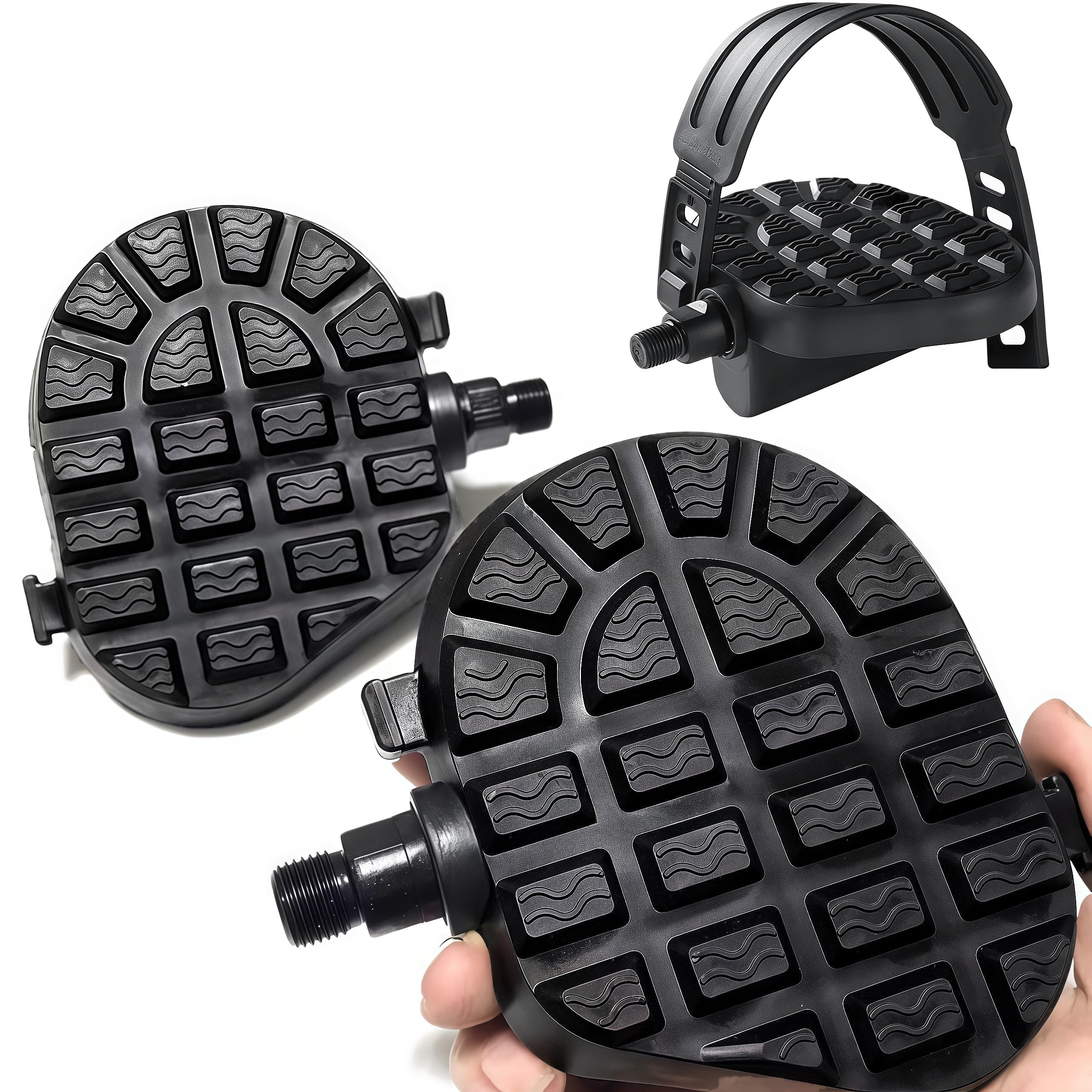 1 paio di pedali per cyclette,9/16" - 14mm Coppia Pedali, ricambio per bici da spinning con cinghia,parti di ricambio per esercizi, per bici da spinning e bici da corsa, bicicletta reclinata