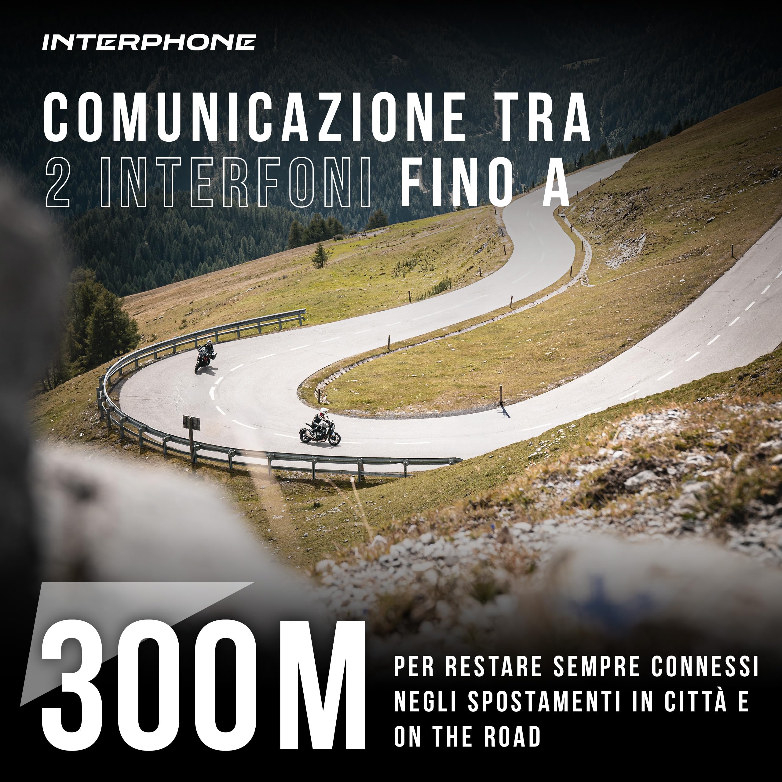INTERPHONE LINK Doppio Interfono Bluetooth Casco Moto 300Mt 20 Ore GPS Impermeabile Universale