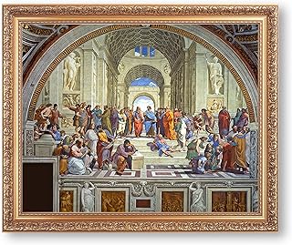 The School of Athens by Raphael Framed Size:22x26 inches,Image Size:16x20 inches,Gold Frame The World Classic Art Reproductions,Wall Art for Home Decor